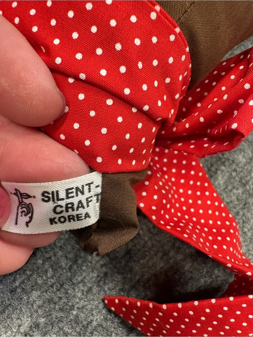 Korean Reindeer Holiday Door Accent with Red Polka Dot Details